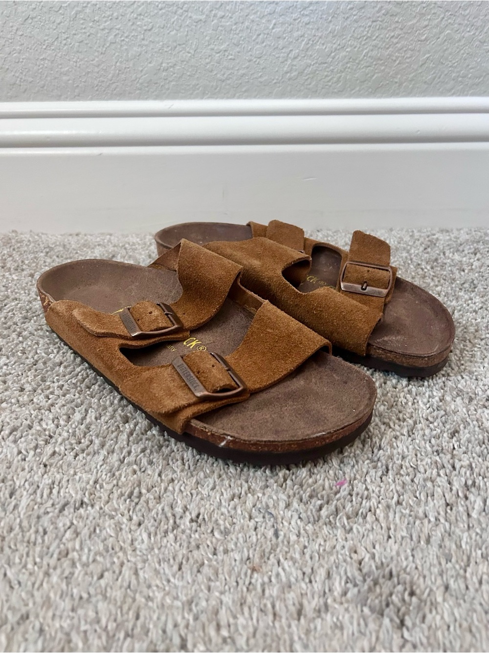 Birkenstock Arizona Double Buckle Sandals Mink Suede Size 37 US 6-6.5